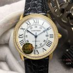 (GB)Swiss Replica Cartier Ronde Solo De Watch Gold Case Diamond Bezel
